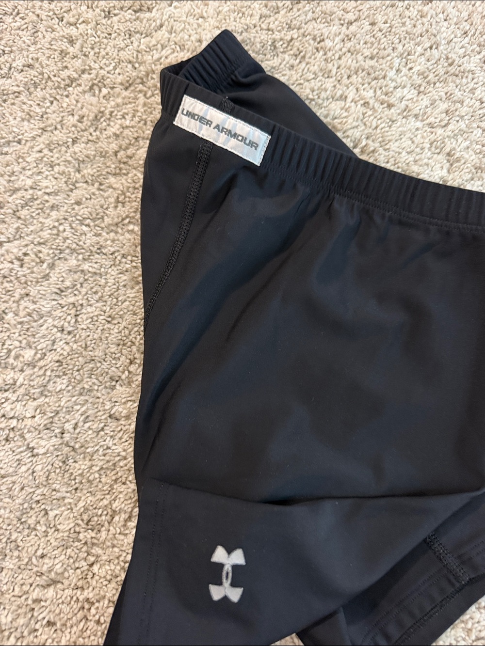Under Armour Black Men's Athletic Compression Shorts with Logo - Picture 2 of 2